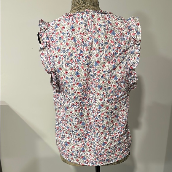 BB Dakota Steve Madden Floral Ruffle flutter Sleeve Top Size Large - Picture 7 of 12